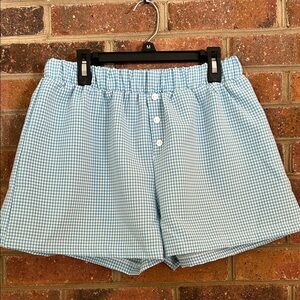 Blue Blush Light Blue Checkered Women's Shorts
